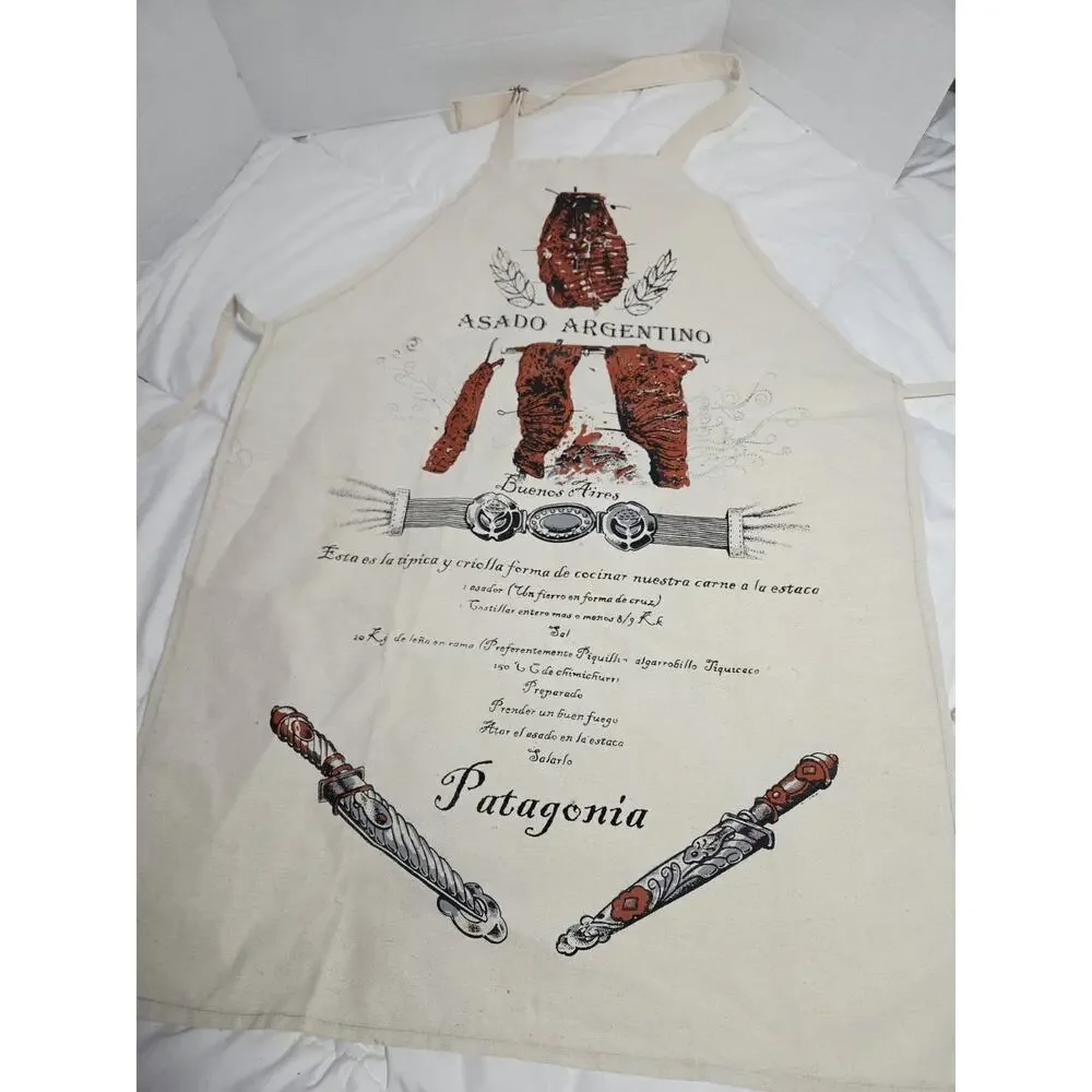 Patagonia Apron Delantal Asado Argentino Recipe Cortes Canvas Vtg Buenos Aires